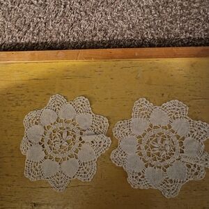 Ivory Hand Made Round Dollies, Approximately 4"x5"